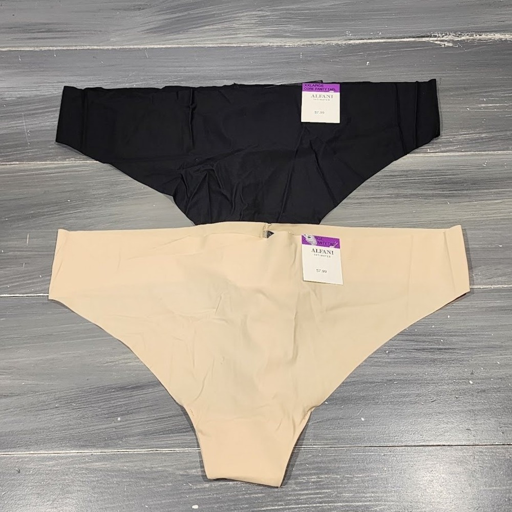 Alfani Intimates Thong Panties Underwear Seamless 2 Pair Black Creamyβ Ivory XXL